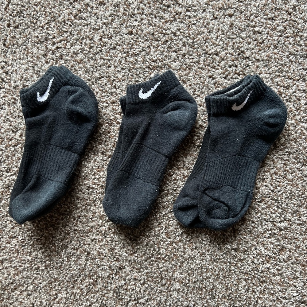 Lot of Three (3) Nike Black Ankle Socks ( Small)